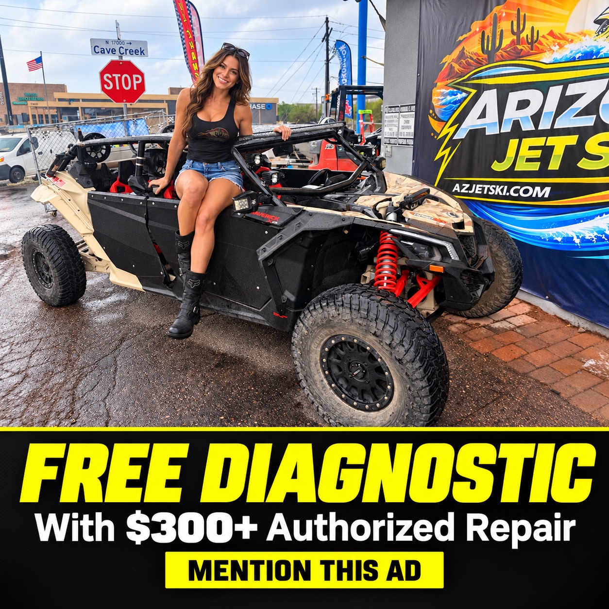Can-Am Maverick at Arizona Jet Ski in Phoenix with free diagnostic offer for authorized repairs over $300